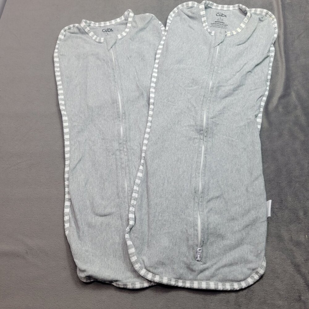 Comfy Cubs Baby Swaddle Wrap 2-Pack L 100% Cotton Gray With‎ Stripes